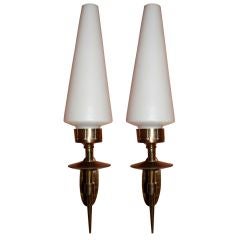 Pair of Italian Sconces Stilnovo, Gio Ponti style, 1950