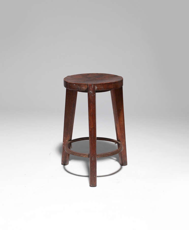 Indian Pair of Teak Stools by Pierre Jeanneret