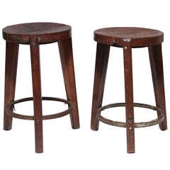 Pair of Teak Stools by Pierre Jeanneret