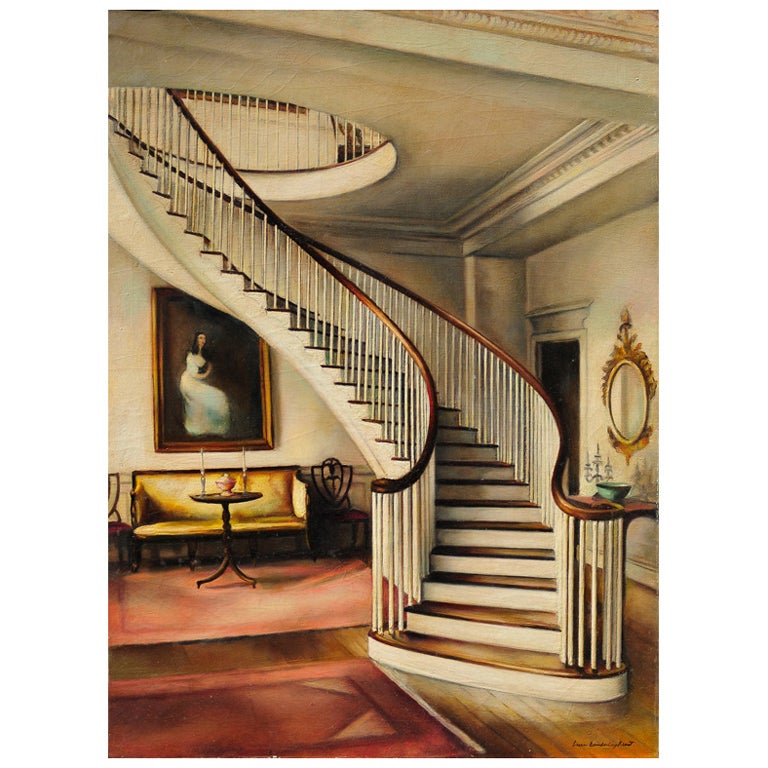 Huile sur toile de l'escalier de Montmorenci à Winterthur