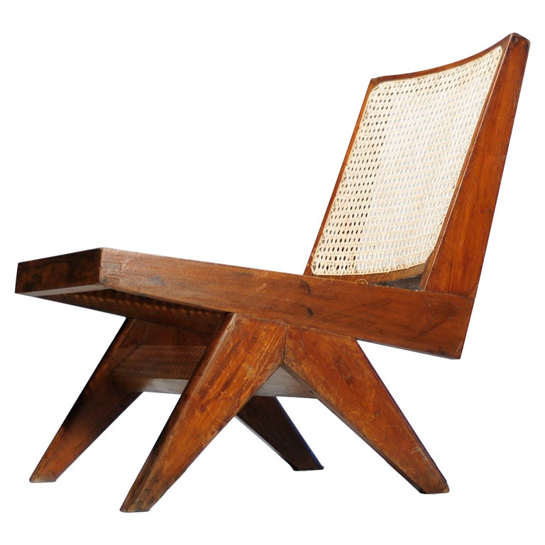 Rare Teak Armless Easy Chair by Pierre Jeanneret