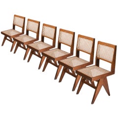 Set of Six Library Side Chairs by Pierre Jeanneret