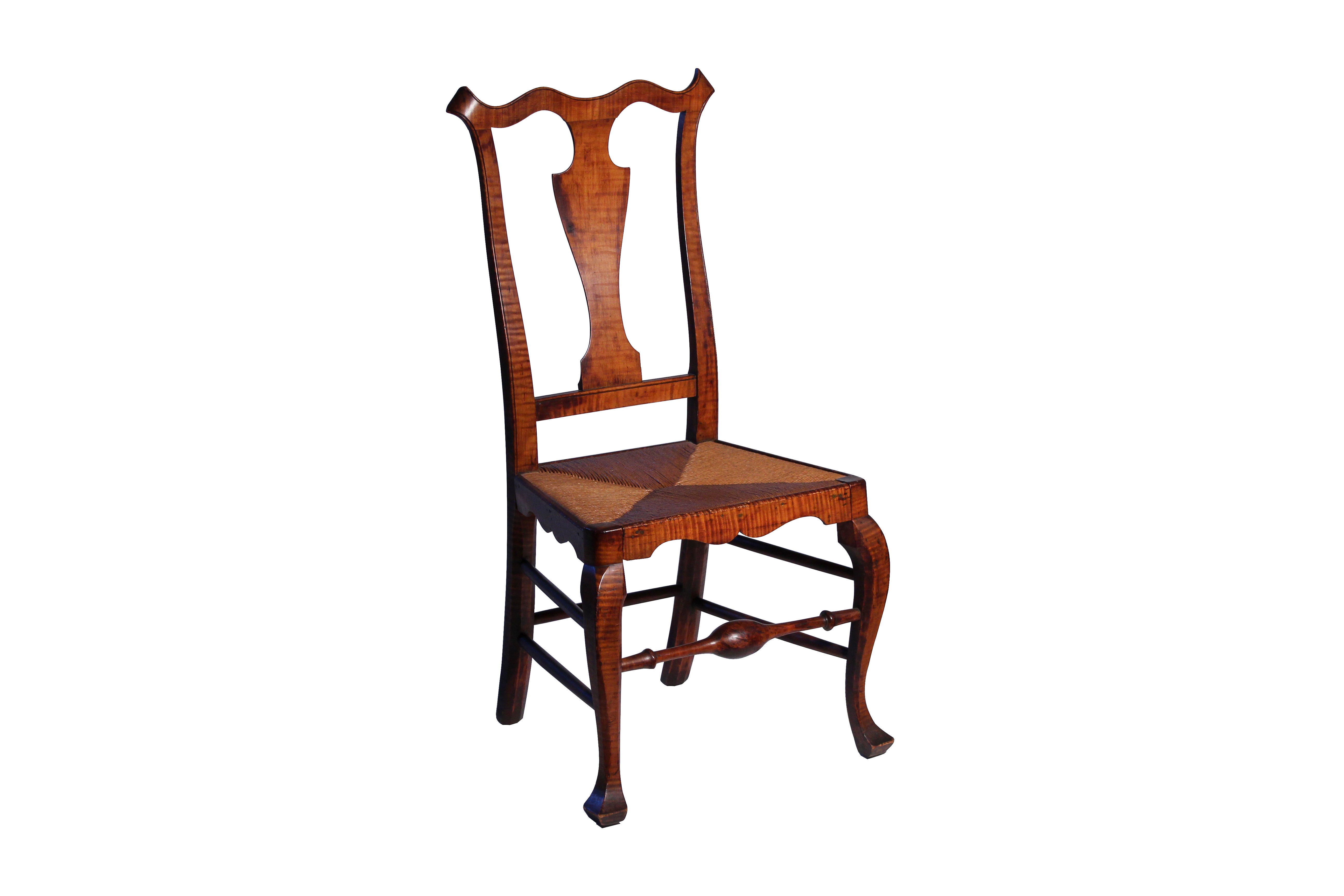 Tiger Maple Queen Anne Side Chair