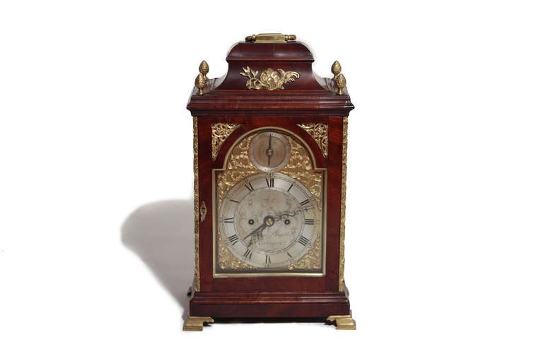 English Mahogany Queen Anne Bracket Clock