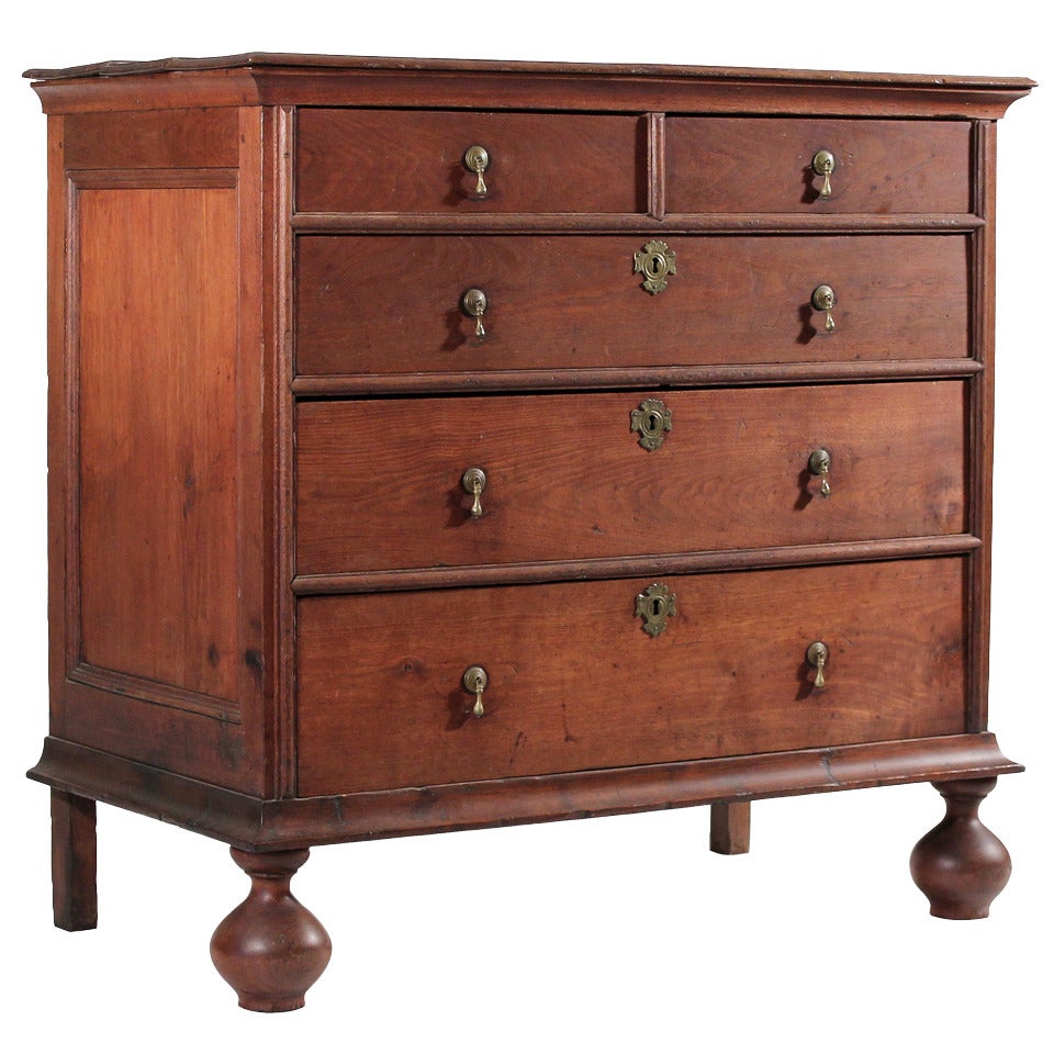 Very Rare Signed William & Mary Chest of Drawers