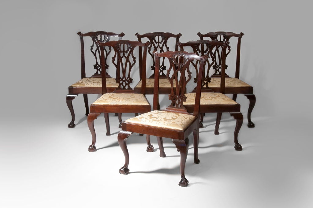 Set of 6 Mahogany Chippendale Side Chairs 2