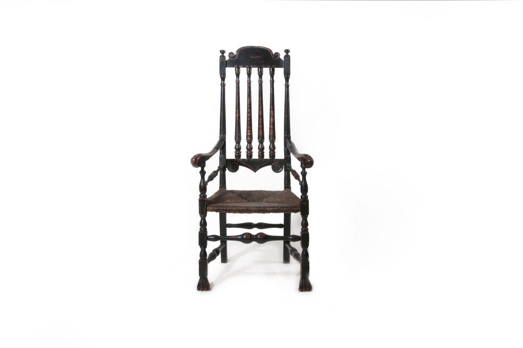 Black Painted Maple Bannister Back Armchair