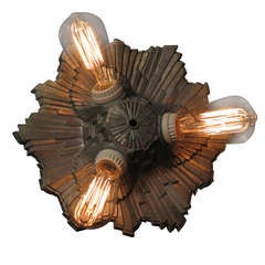 Bronze Sunburst Medallion Wall or Ceiling Mounted Art Deco Theater Light