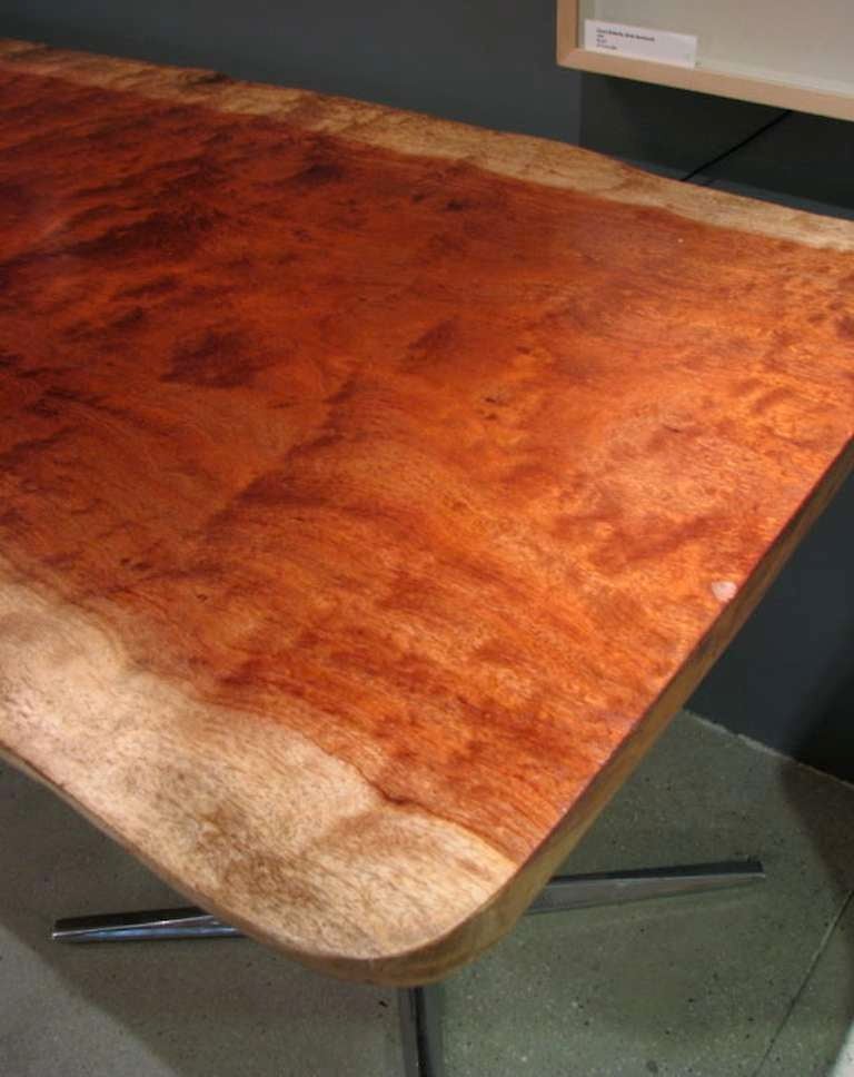 American Live Edge African Bubinga Slab Table For Sale