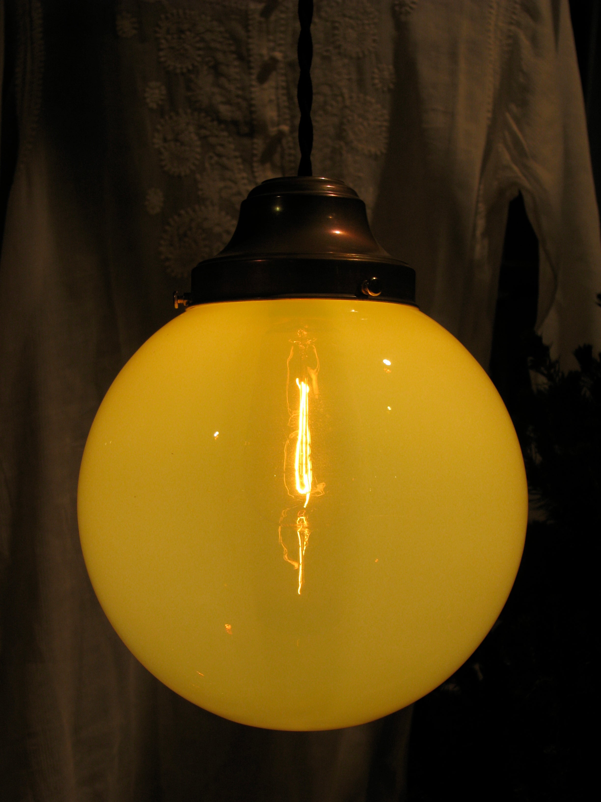 Large Vaseline Glass Globe Light