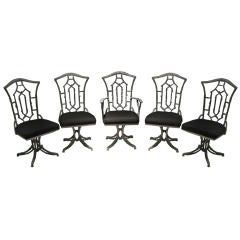 Set of 5 Steel Faux Bamboo Swivel Chairs