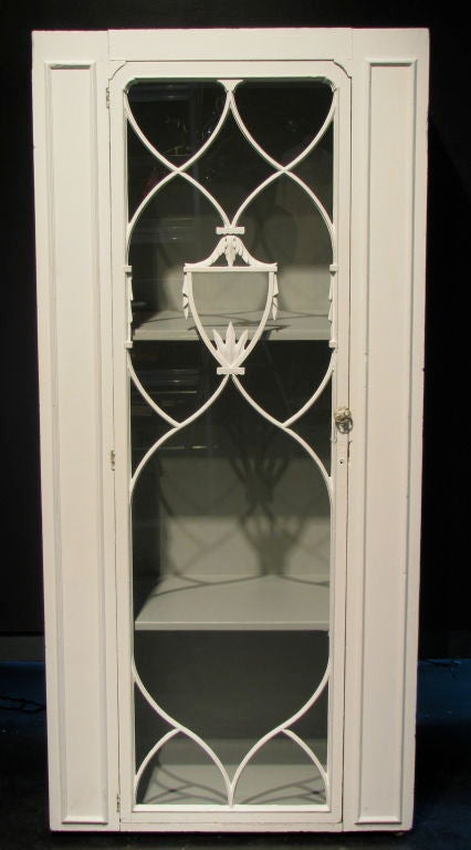 American Hand Carved Federal Style Glass Front Cabinet For Sale