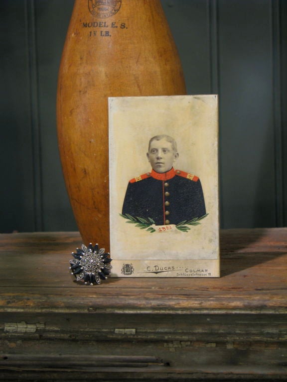 Hand Painted Photograph Portrait of a German Soldier In Excellent Condition For Sale In New York, NY