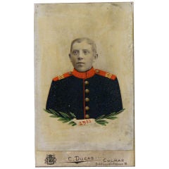 Hand Painted Photograph Portrait of a German Soldier