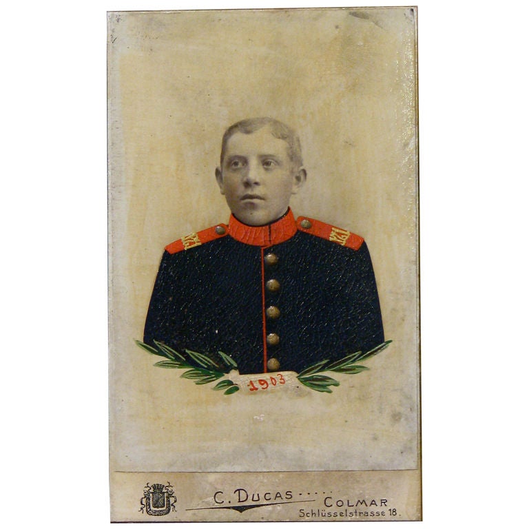 Hand Painted Photograph Portrait of a German Soldier For Sale