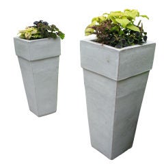 Pair of Tall White Ceramic Planters