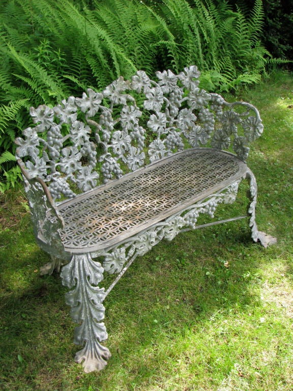 American Victorian Cast Iron Grape and Leaf Garden Bench