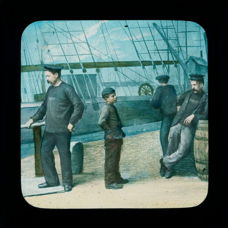 British Collection of 10 Nautical Photographs Printed from Hand-Painted Glass Slides For Sale