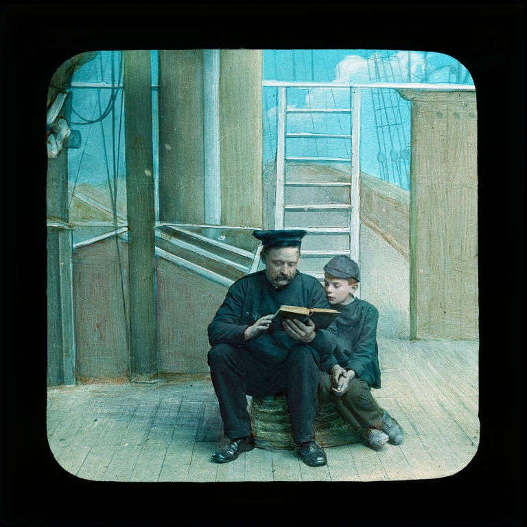 19th Century Collection of 10 Nautical Photographs Printed from Hand-Painted Glass Slides For Sale