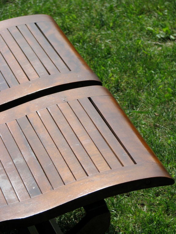 Pair of Two Seater Wood Slat Back Stadium Becnhes 2