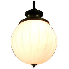 Large Scale Ribbed Glass Globe Light Fixture