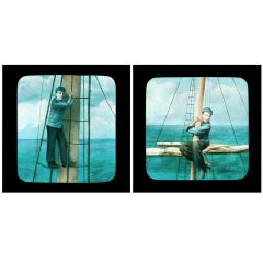 Collection of 10 Nautical Photographs Printed from Hand-Painted Glass Slides