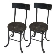 Pair of Hand Forged Industrial Side Chairs