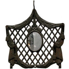 Victorian Cast Iron Entryway Mirror and Coat Hook