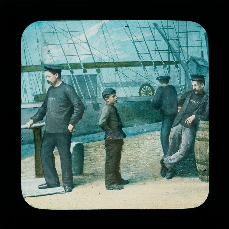 Collection of Ten Stowaway Hand Painted Photographs For Sale 5
