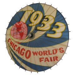 Vintage Graphic Chicago World's Fair Paper Umbrella 1933