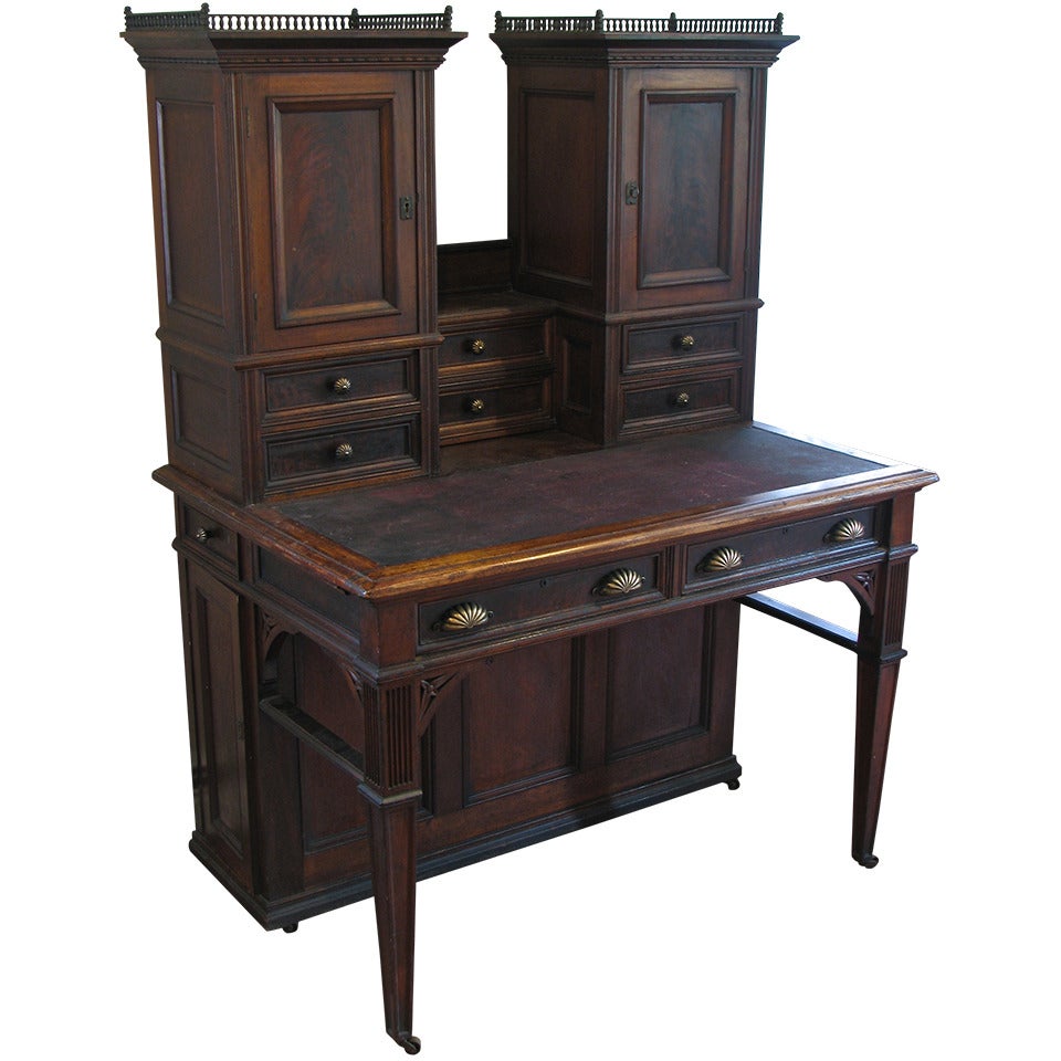 Unusual Walnut Plantation Writing Desk, Curiosity Cabinet For Sale
