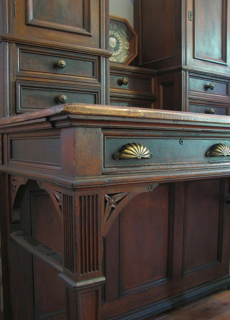 Unusual Walnut Plantation Writing Desk, Curiosity Cabinet For Sale 3