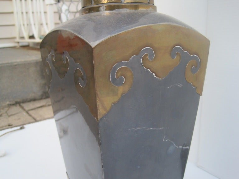 Empire Pair of Two-Metal Table Lamps For Sale