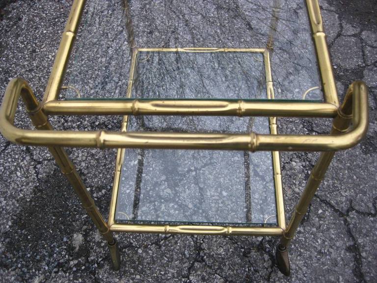 Empire Faux Bamboo Brass Rolling Bar Cart