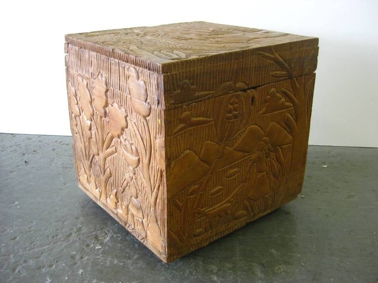 Haitian Superbly Hand-Carved Treasure Box For Sale