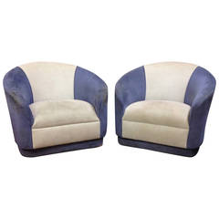 Pair of Swivel Barrel Lounge Chairs