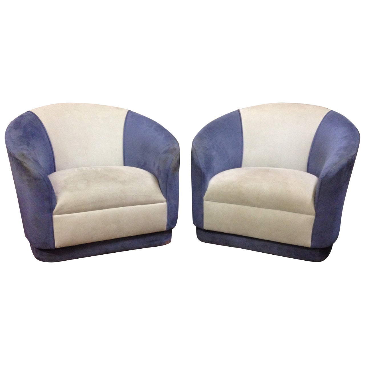 Pair of Swivel Barrel Lounge Chairs For Sale