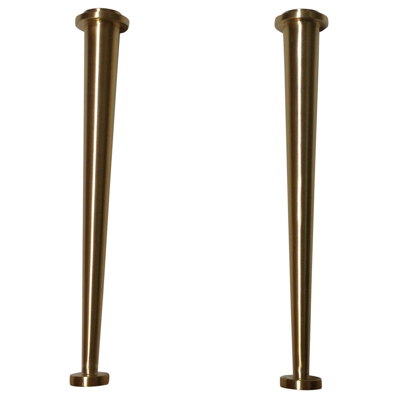 Pair of medium size satin brass candleholders.