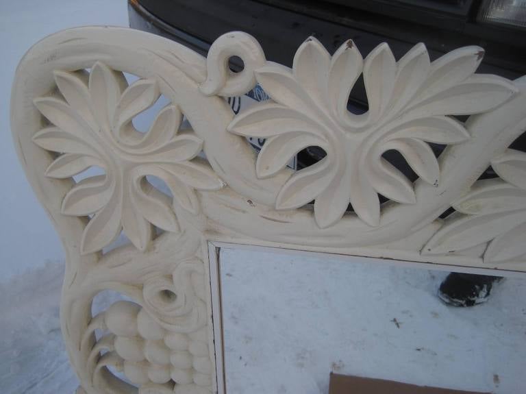 Dorothy Draper hand-carved wood frame mirror/head board.
