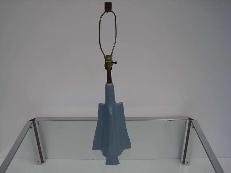 Gordon Martz beautiful blue ceramic table lamp, we provide all our inventory for movies, shoots and stylist photo shoot.