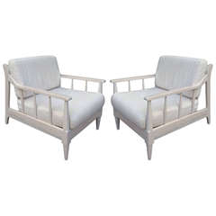 Pair of White-Washed Lounge Chairs