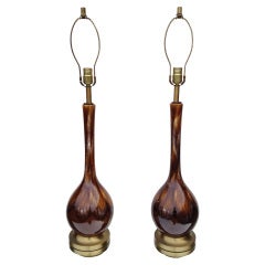 Pair of High Glazed Ceramic Lamps 7