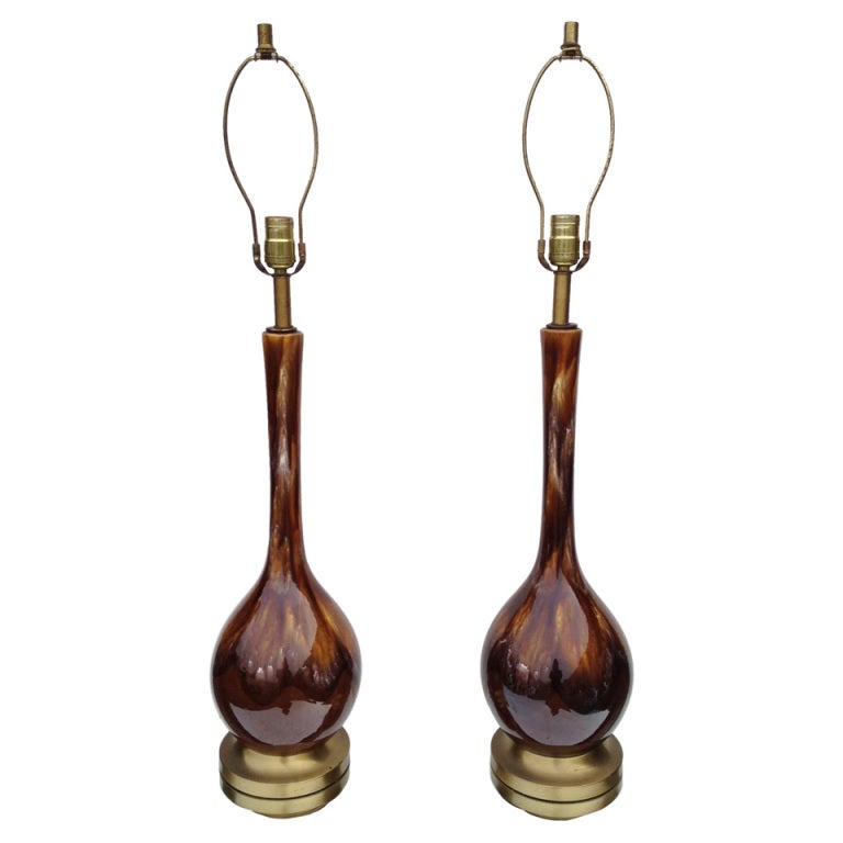 Pair of High Glazed Ceramic Lamps