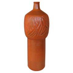 Signed Tall Mid-Century Modern Ceramic Vase Single Lamp Base