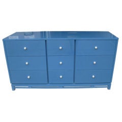 Signed Modernist Blue Lacquer Dresser