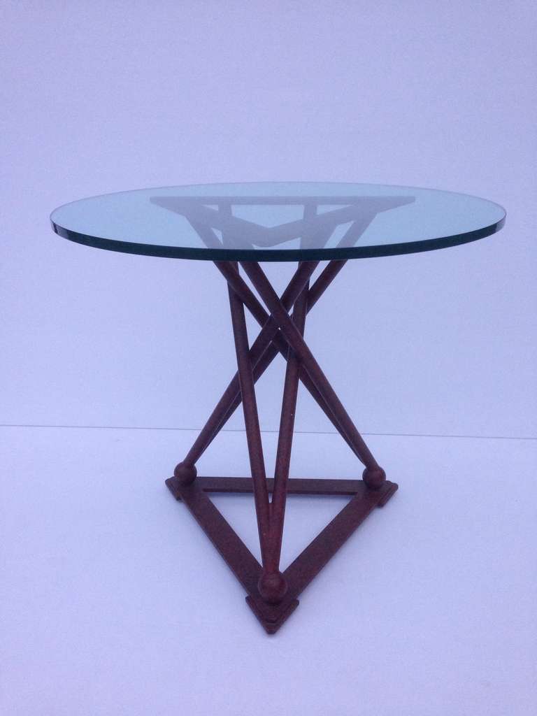 Amazing diamond shape triangular and round end table in the style of Noguchi.