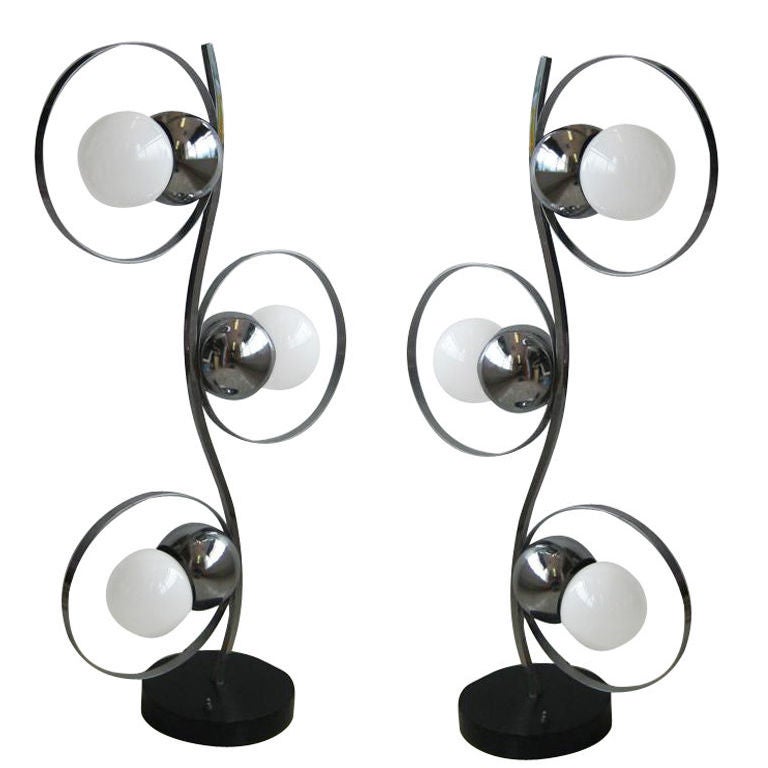Pair of Tall Modern Table Lamps For Sale