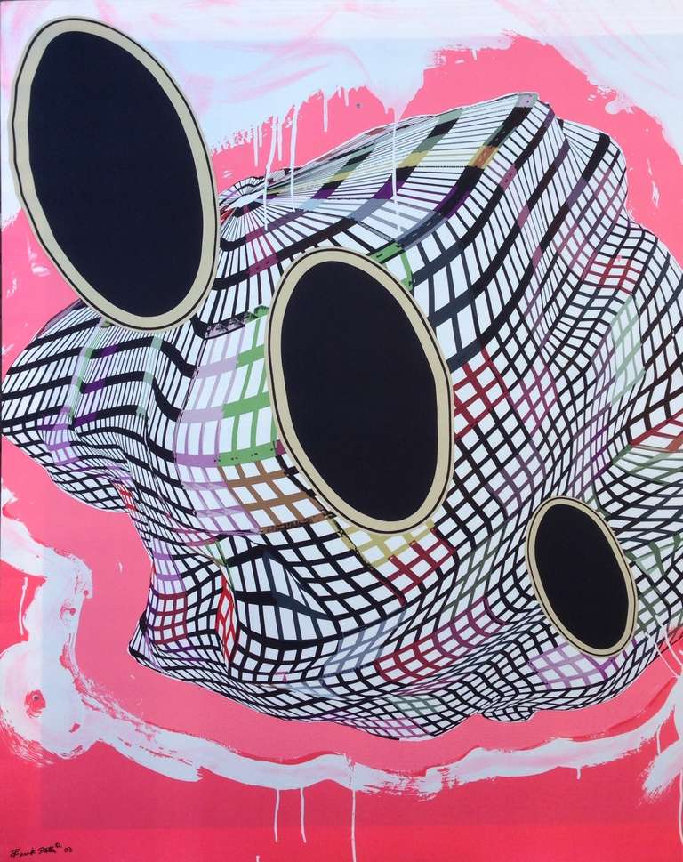 Single or unmatched pair of Frank Stella Signed Mounted Silk Scarf