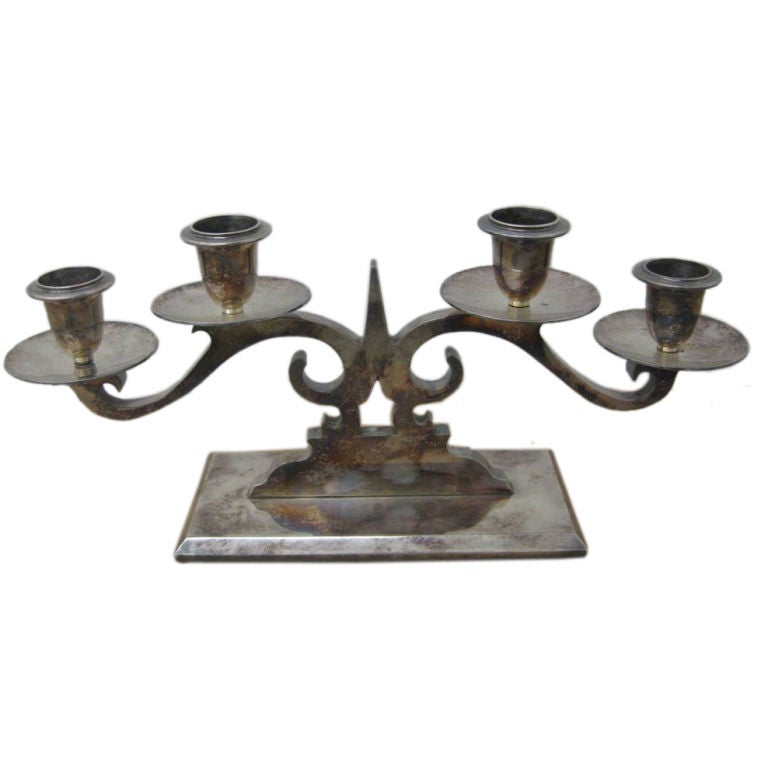 Antiqued Silver Candelabra For Sale