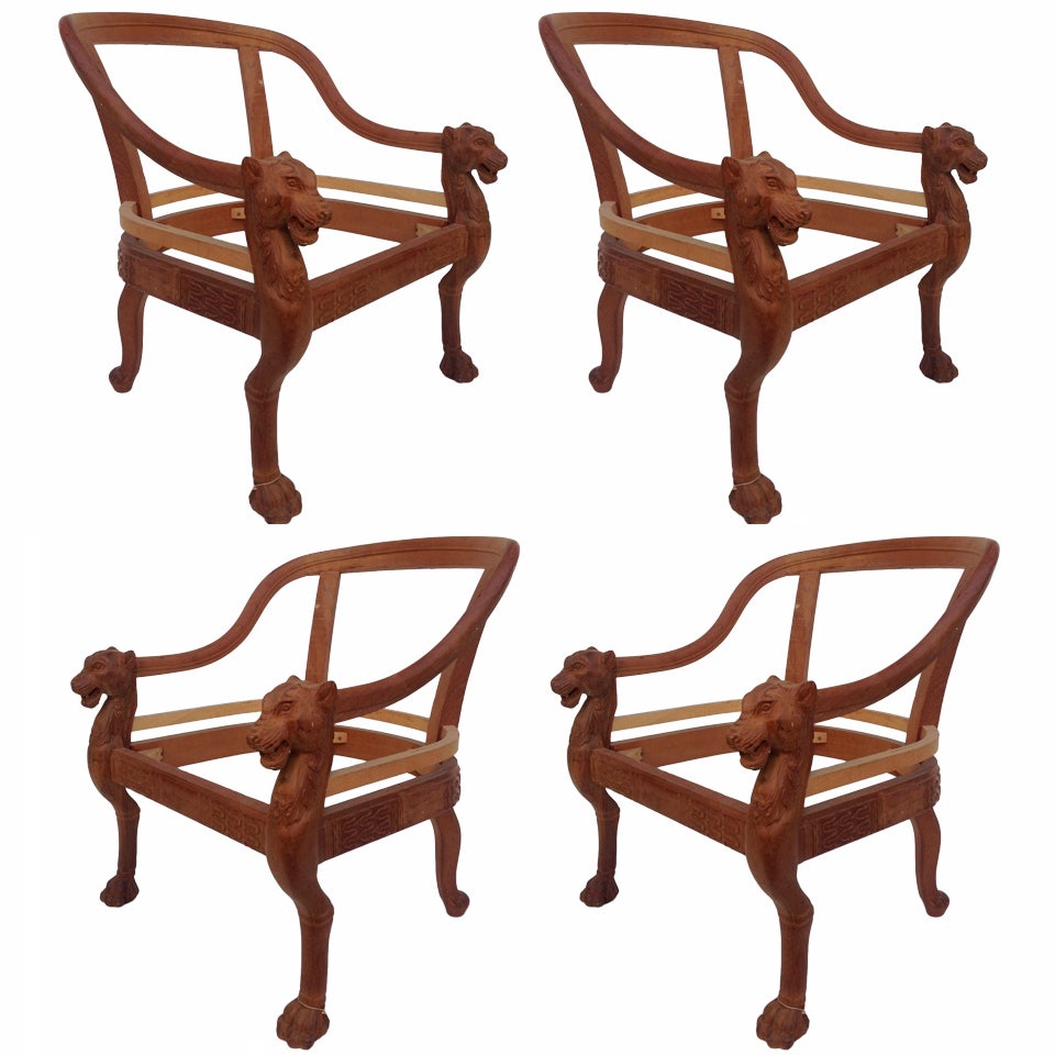 Set of Four Neoclassical Chairs after Gibbings For Sale